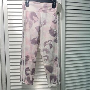Adidas Kids Girls Floral Pink and Purple Leggings